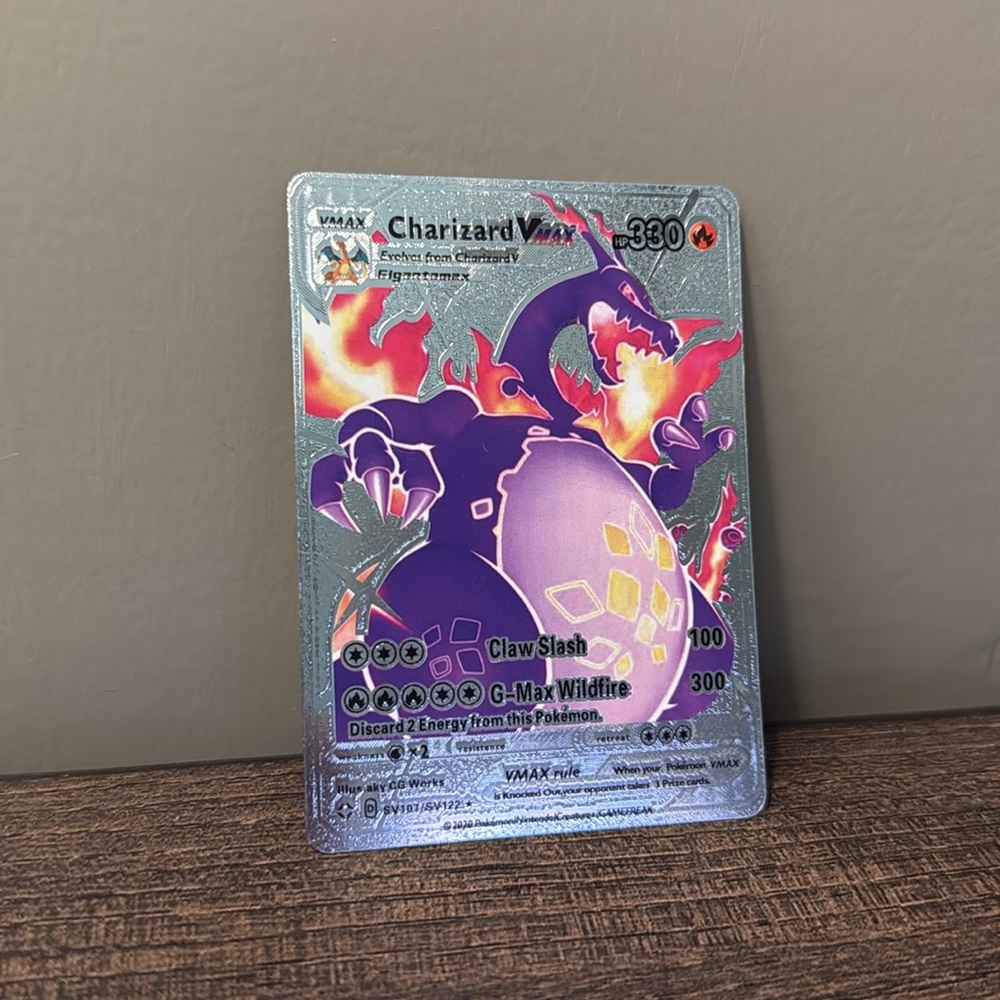 Charizard VMAX Silver Foil Pokemon Card Fan Art 330hp